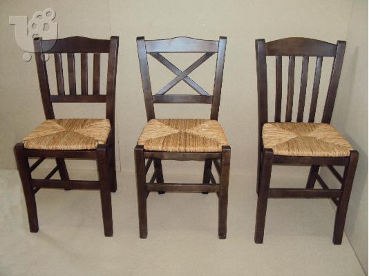 Φθηνές ξύλινες παραδοσιακές καρέκλες καφενείου ταβέρνας τραπέζια...